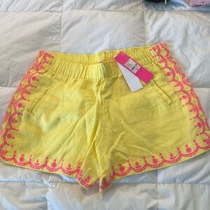NWT Lilly Pulitzer linen embroidered shorts size medium